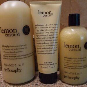 Philosophy  Lemon Custard Bath Shower Gels Plus Body Lotion!! NEW Sealed!
